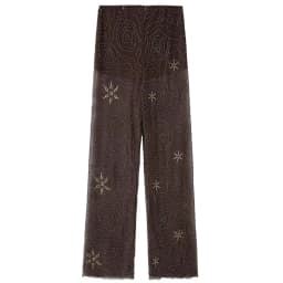 HXAO Women's Brown Sequins Pants Spring Summer 2025 Elegant Beading Semi-Sheer Trousers Chic Slacks High Waist Long Pants Woman