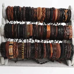 10Pcs Random Style Leather Bracelet Set For Men Women Classical Mix Color Retro Leather Rope Bangle Fashion Jewelry Gift
