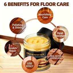 80ml natural beeswax with sponge, unscented type for furniture, floor, etc., essential wooden care for home, simple packaging