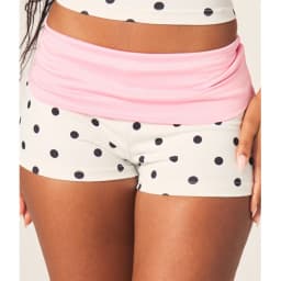 Foldover Shorts for Women Vintage Polka Dot Micro Shorts Fold Over Pajama Bottoms Slim Fit Going Out Mini Shorts Streetwear