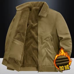 Men Fleece Lined Bomber Jacket Men Loose Thick Warm New Coat Men Plus Size Reversible Fur Collar Cotton Outwear Autumn Parkas