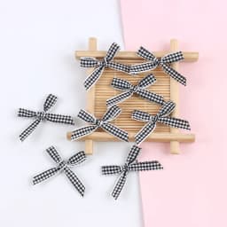 50Pcs/Lot Mini Plaid Stain Ribbon Bow Checkered Gingham Bow For DIY Sewing Crafts Wedding Decoration Hairpin Garment Accessories