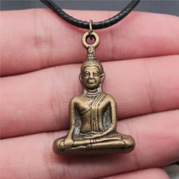 17 Styles Buddha Statue Pendant Necklace Black Leather Cord Chain Necklace Factory Price Handmade Jewelry