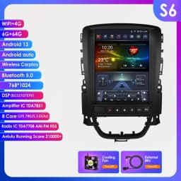2Din Android 13 Car Radio for Opel Astra J Vauxhall Buick Verano 2009-2015 Multimedia Video 4G WIFI Carplay Head Unit 7862