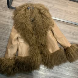 Sheep Collar Coats Women Winter Luxury Mongolian Fur Leather Jackets with Long Sleeve 7251