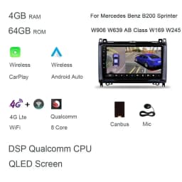 carplay 9" 4G LTE Android 13.0 128GB+8GB car Radio Car DVD Player For Mercedes Benz B200 W169 W245 Viano Vito Sprinter Crafter