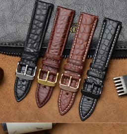Crocodile leather strap for Longines Omega Rossini Citizen Tissot seagull strap men women butterfly class watch chain 16/18/20mm