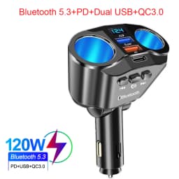 Car Cigarette Lighter Socket Splitter Charger PD QC3.0 Fast Charger Dual USB 4.8A Digital Display Power Adapter For All Phone