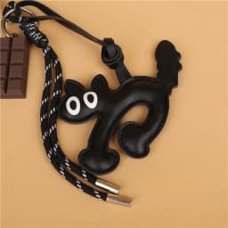 Classic Cute Leather Chocolate Cat Keychain Pendant Lovely Car Key Ring Bag Charm Phone Pendant Trinket Key Ring Accessories