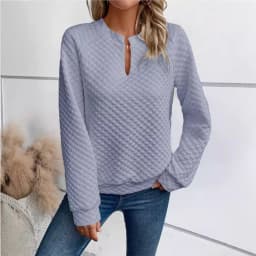 Long Sleeve Hoodie Casual Mid Length Elegant Commute with No Hood Pullover V Neck Patchwork Regular Sleeve Women Sweatshirt