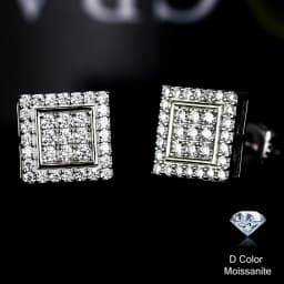 925 Sterling Silver VVS1 D Color Moissanite Square Stud Earrings for Men Women Screw Ear Stud Fine Jewelry Diamonds Pass Test