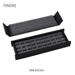 Jewelry Gem Stone Display Holder Loose Diamond Storage Case V Groove Jar Gemstone Size Selecting Tray White Leather Grey Velvet