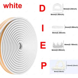 5m/10m DIEP Shape Window Seal Strip 4 Colors Self-adhesive Rubber Weather Stripping Door Windproof Insulation Noise Tape