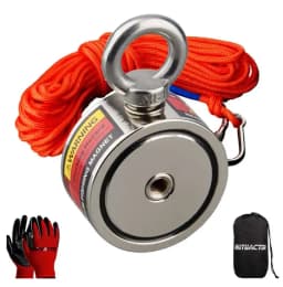 500kg Strong Neodymium Round Magnet Set with 20m Rope Claw 250kg*2 Outdoor Fishing Doulbe Sided Combined Metal Detecting
