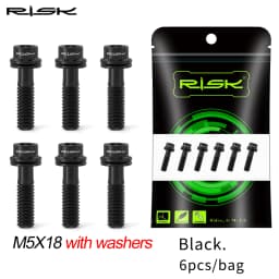 6pcs/bag RISK Bike Stem Bolts Bicycle Handlebar Fixing Screws Titanium Alloy M5x16 M5x18 M5X20 Hex Socket Head