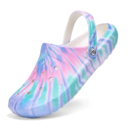Garden Clogs Slip On Lightweight Two-way Wear Garden Clogs, Comfortable Women's Tie-dye Pattern Clogs, Non-slip Beach Slides 666