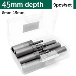 8mm-19mm Impact Socket Adapter 90mm Length Deepen Power Nut Driver Drill Bit Set for Power Tools 6.35Mm Hex Shank Quick Adapter