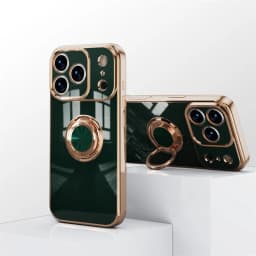 Plating Metal Ring Phone Case For iPhone 17 16 13 12 11 Pro Max Mini Silicone Cases For iPhone Air 15 14 Pro Max 16 Plus Cover