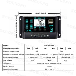 SOECOPO 10000W External Solar Panel Camping 100A Controller Solar Kit Home DC 12V - AC 110V/220VInverter 2*200W Solar Panels