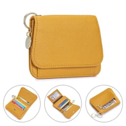 Slim Wallet for Women RFID Blocking Genuine Leather Ladies Keychain Wallet with Zipper Coin Pocket ID Window