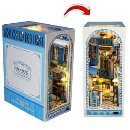 DIY Wooden Book Nook Shelf Insert Miniature Building Kits Cyberrpunk World Bookshelf Assembly Bookend for Adults Birthday Gifts