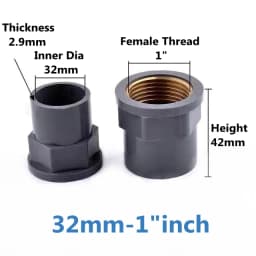 1-3Pcs 20~32mm To 1/2~1 Inch Grey PVC Copper Female Thread Pipe Socket Straight Garden Irrigation Water Supply Tube Joints