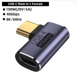 USB C Converter Thunderbolt Type C Adapter USB 4.0 Female to Male Right Angle Elbow USBC Earphone Audio Data Charge Extender