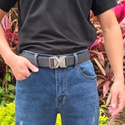 KOLBER New Silver Elastic Belt for Men Metal Buckle Quick Release 3.4cm Casual Belt Tight Woven Stretch Belt Tactical Girdle