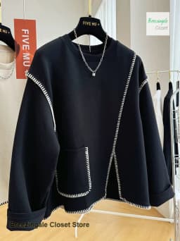 French style solid color extra-large design sense round neck sweater women's new loose fashion casual top in spring and autumn