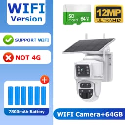 SHIWOJIA 6K 12MP 15X ZOOM Solar Camera 4G SIM /WIFI Three Lens Recording Dual Screen Human Auto Tracking Color Night Vision UBox