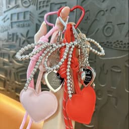 Bag Pendant Gift Heart Shape Imitation Leather Keychain Vibrant Color Bag Decor Charm Bag Car Key Accessory Ornament