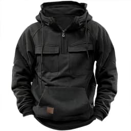 Autumn Winter Hoodies Men half-zip Patchwork Warm Fleece Sweatshirts Multi Pockets Male Fashion casual pullover Outdoor Hoodie