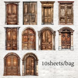 Vintage Door Frame Sticker Pack 10 Sheets/Bag Scrapbook Stationery DIY Journal Phone Case Notebook Decoration
