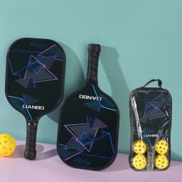 Pickleball Rackets Set Pickleball Paddle Set of 2 Rackets & 4 Pickleballs Balls Beach Tennis Pickleball Racquet Lightweight