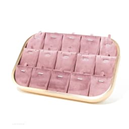 Pink Beige Gray Premium Metal Edge Inside Velvet Jewelry Tray Necklaces Rings Pendants Bracelets Storage and Display Tray