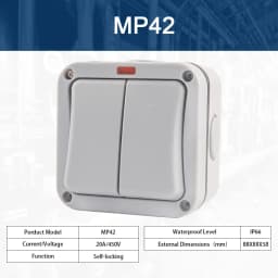 IP66 Home Garden Waterproof Switch Outdoor Dust-proof Wall Switch 1/2 Gang Push Button Power Switch 20A Self-reset switch DIY GO