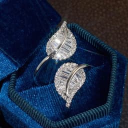 Exquisite Leaf-Shaped Zircon Open Ring Shiny Crystal CZ Engagement Rings Wedding Party Daily Wear Jewelry Gift for Women
