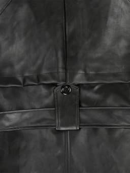 Nerazzurri Spring Autumn Long Oversized Black Pu Leather Trench Coat for Women Belt Double Breasted Loose Casual Korean Fashion