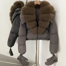 OFTBUY New Short Outerwear Hood Duck Down Luxury Real Fur Down Jacket with Removable Gloves Women Puffer Coat with Real Fox Fur