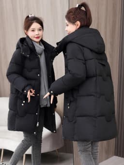 Thickened Black Gold down Cotton Jacket Women's Large Size Mid-Length Korean Style Loose Cotton Clothes Winter New Bread Coat
