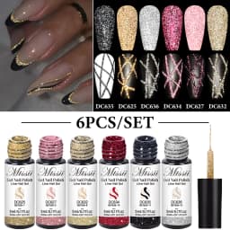 2/4/6pcs Reflective Glitter Liner Gel Nail Polish Set Pull Line Graffiti Painting Stripe DIY French Nails Design Painting Gel