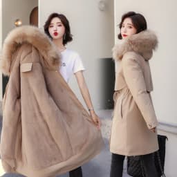 plus Size Loose Parka Thiened down Cotton Jaet Women's Mid-Length Korean Sle New Waist-Cinching 200 Pou Fat MM Cotto...
