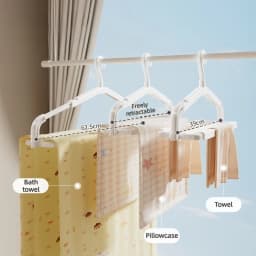 Foldable Telescopic Clothes Hanger Anti-Slip PP Drying Rack for Home Towels Bed Sheets Quilt Covers Windproof & Stable Hangers