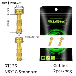RISK 2PCS M5*18mm Bike Stem Handlebar Fixing Titanium Ti Bolts Fixed Screws Hollow Lightweight for MTB Bicycle Seat Post Clamp