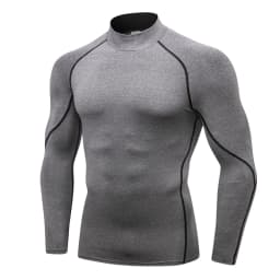 Men's High neck Long Sleeve Compression Shirts Cool Dry Sun Protection Sports Tights Undershirts Running Gym Tops