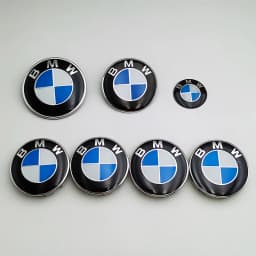 7pcs BMW Emblem Set 82mm 74mm 45mm 56mm 68mm Car Front Hood Logo Rear Trunk Badge Wheel Center Hub Caps Steering Wheel Sticker