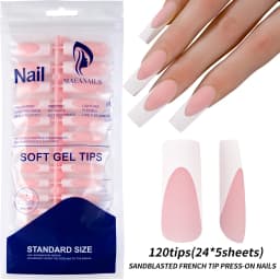 150Pcs/set White French Gel Nail Tips Medium Almond Nude Pink Press On Nail French Tips Matte/Glossy Frosted Soft Gel Nail Tips