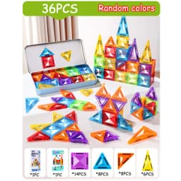 Children's Magnetic Tiles Building Toys 3D Thinking Training Construction Game Portable Iron Box Set Travel Activity Toys Gifts
