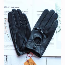 Women's Summer Full Finger Leather Gloves Breathable Single-Layer Sheepskin Fashionable Short Motorcycle Riding Gloves