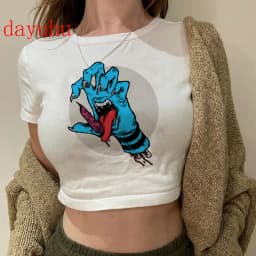 2000s Hip Hop Crop Top  Tshirt Manga Japanese Anime Jujutsu Kaisen T Shirt Gojo Satoru Tops Yuji Itadori Cropped Tees T-shirt